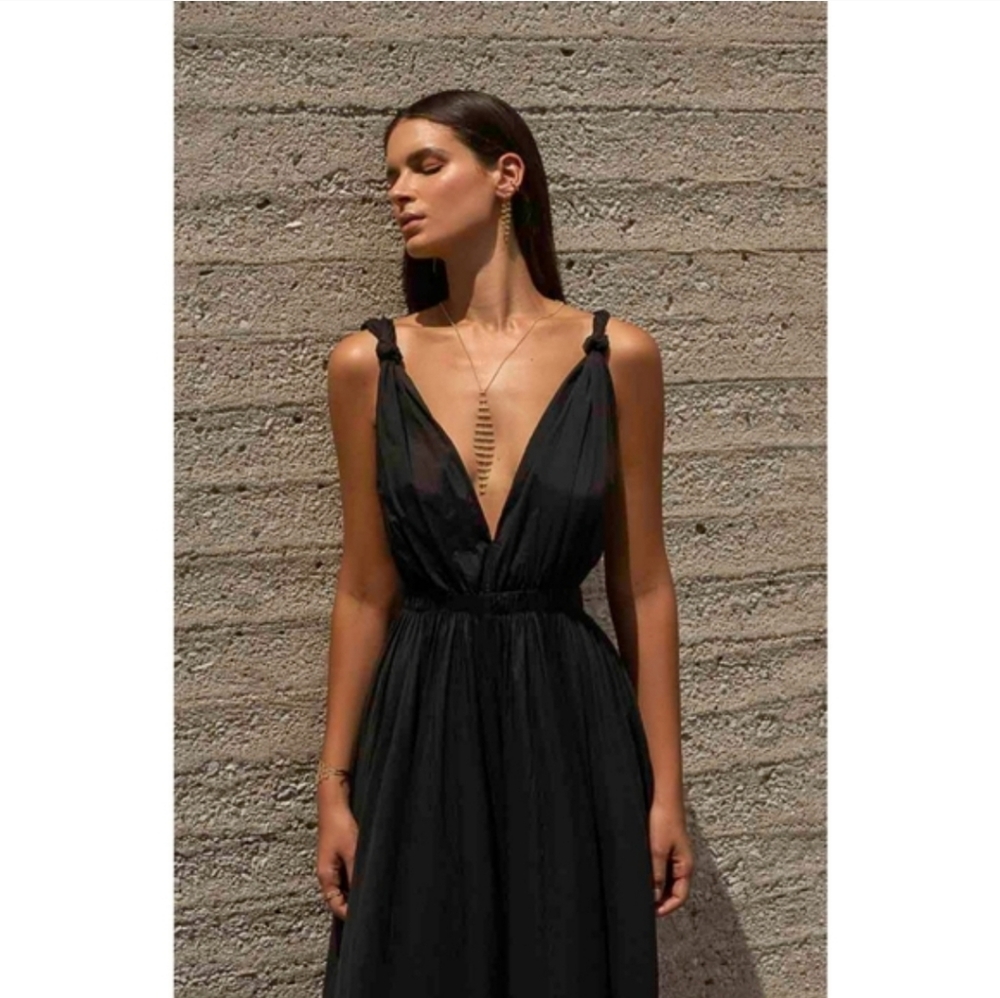 ZARA VOLUMINOUS LONG MAXI DRESS BLACK SIZE XL - Picture 15 of 16
